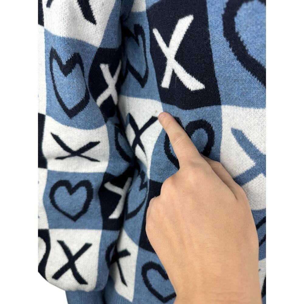 Studio Park X Courtney Khondabi Heart Sweater Blue Small Valentine Winter - Picture 4 of 12
